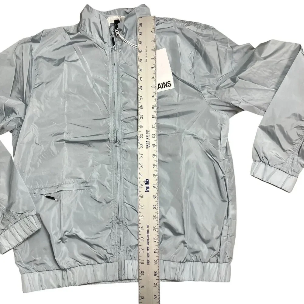 RAINS Track Jacket Mens M Blue Lightweight Sky‎ 18900 Interior Pockets Nylon Zip